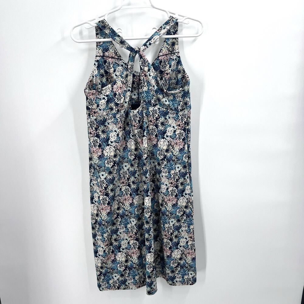 Patagonia Magnolia Spring Blue Black Floral Twist Back Dress Womens Large - Picture 5 of 8